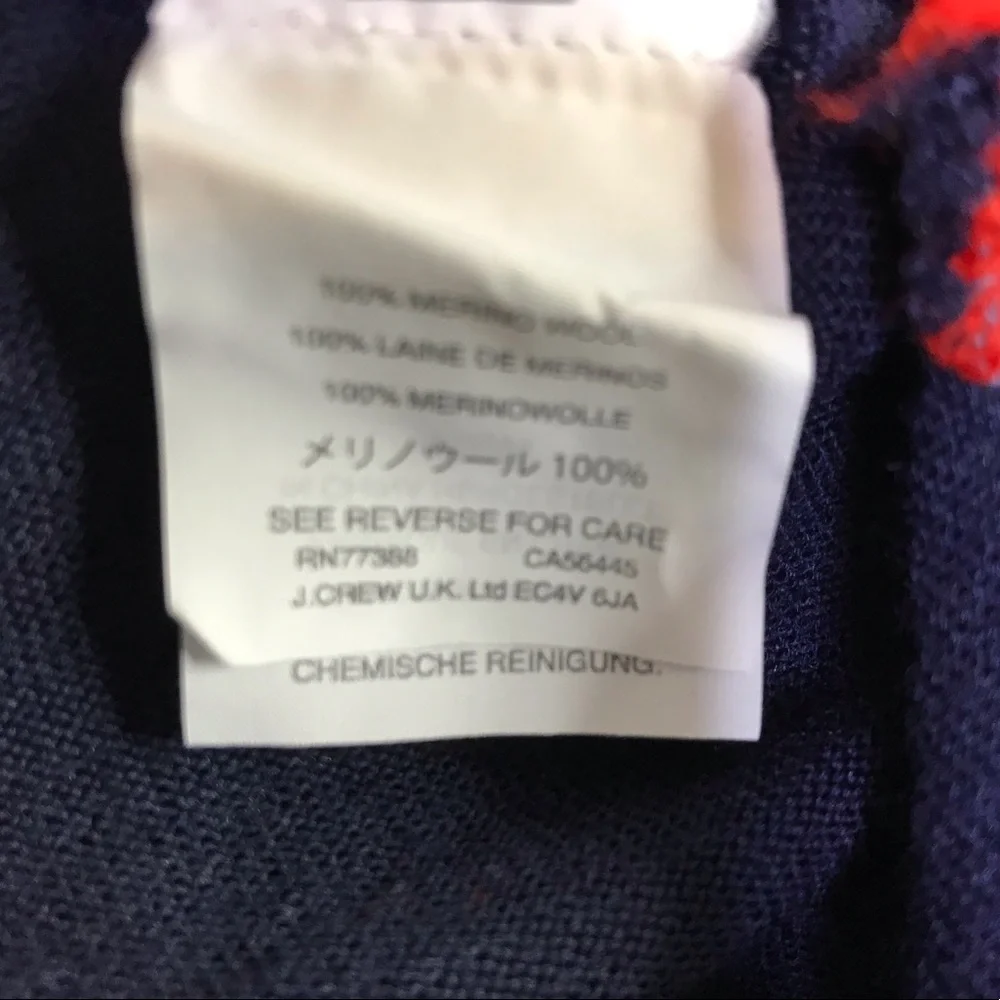 J. CREW Merino Wool Navy Sweater Side Slit Ties Size M